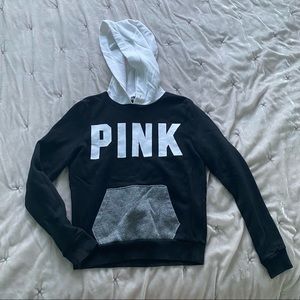 PINK Black White and Gray Hooded Sweatshirt